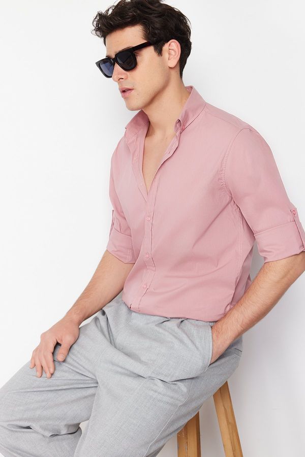 Trendyol Trendyol Pale Pink Slim Fit Shirt With Epaulette Sleeves