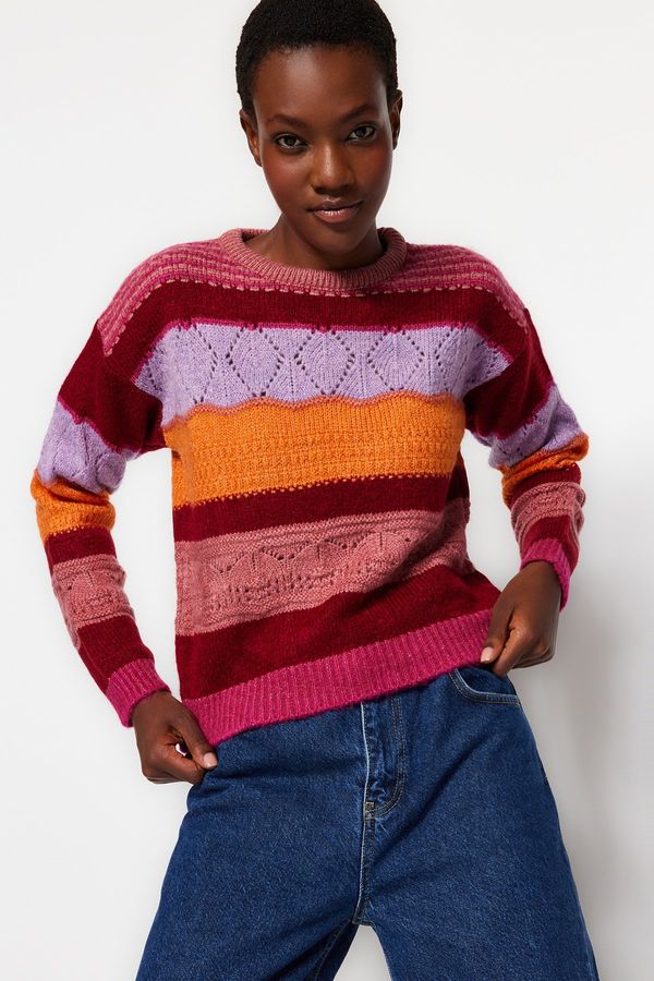Trendyol Trendyol Pale Pink Soft Textured Color Block Knitwear Sweater