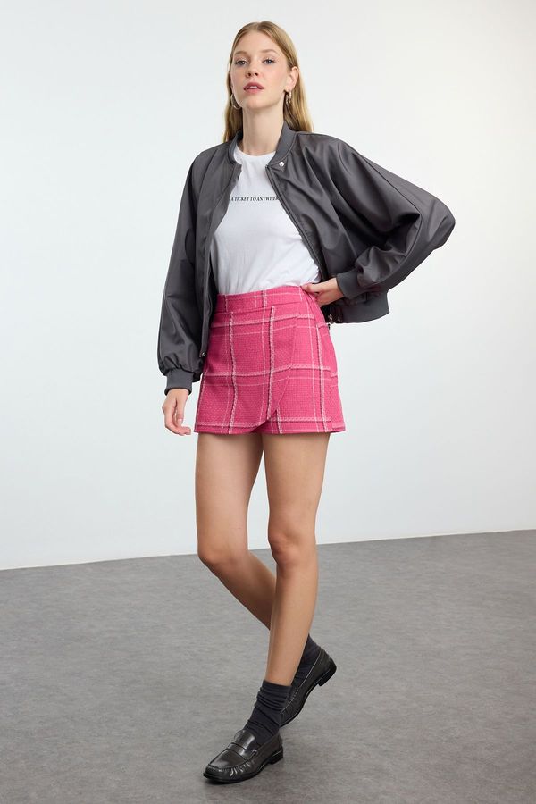 Trendyol Trendyol Pink Check Patterned Tweed Woven Shorts Skirt