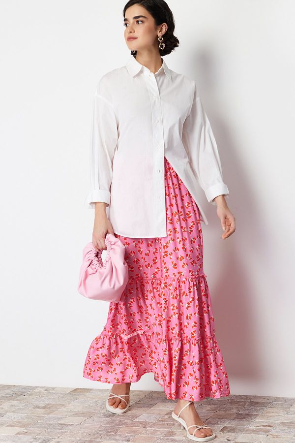 Trendyol Trendyol Pink Floral Pattern Woven Skirt