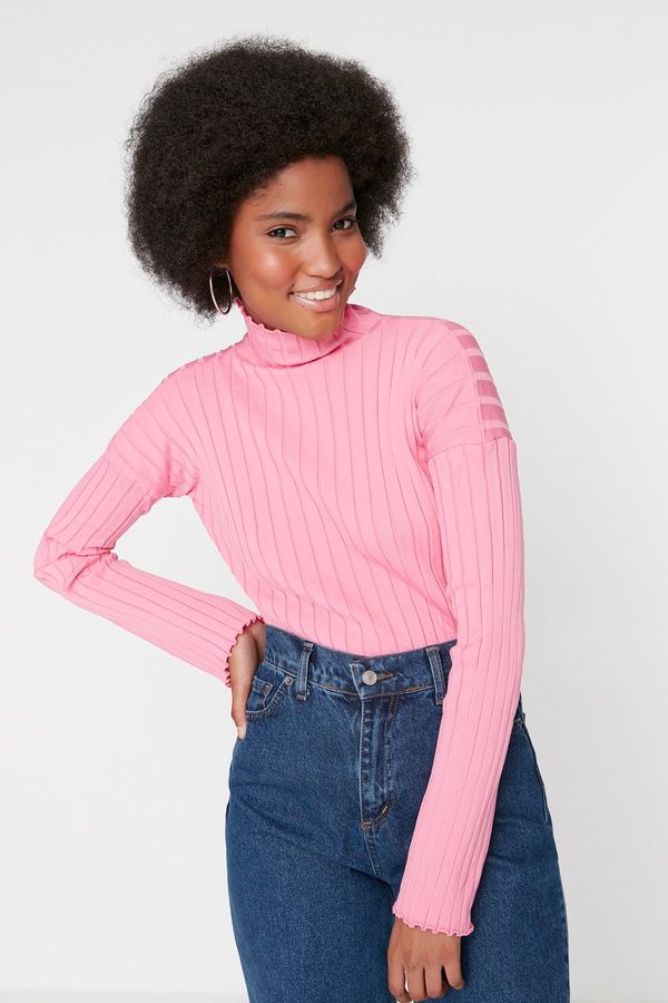 Trendyol Trendyol Pink Padded Stand Up Knitwear Sweater