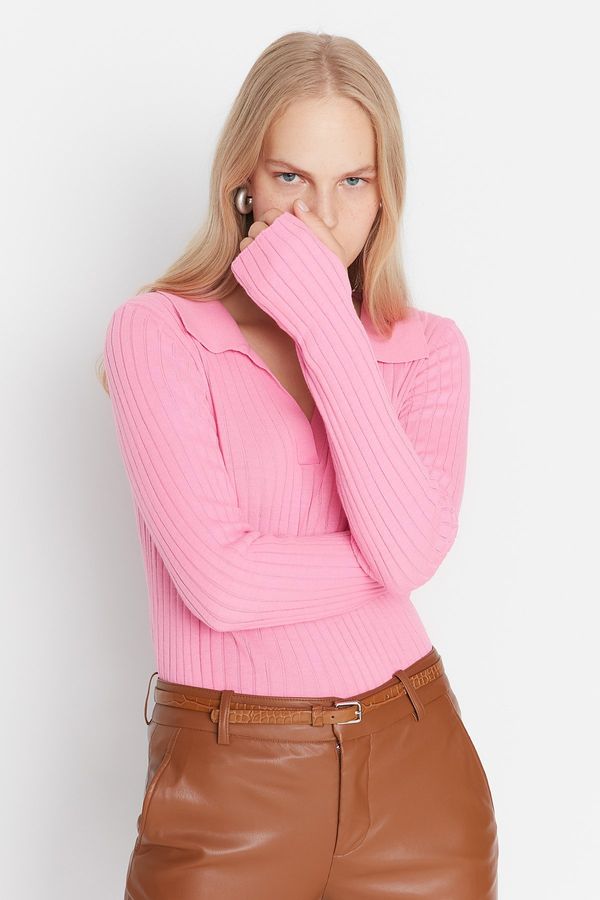 Trendyol Trendyol Pink Polo Neck Knitwear Sweater