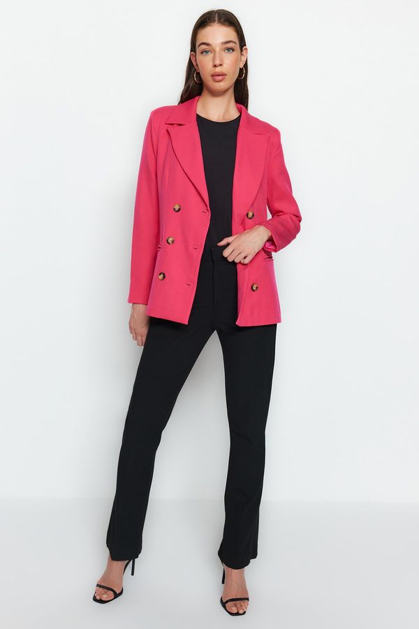 Trendyol Trendyol Pink Regular Lined Double Breasted Closure Woven Blazer Jacket