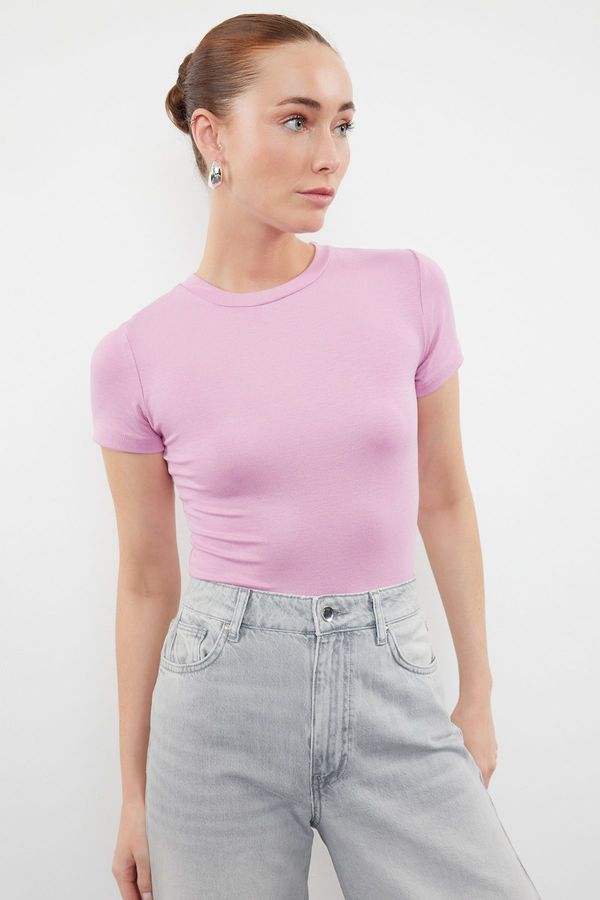 Trendyol Trendyol Pink Viscose/Soft Fabric Fitted Stretchy Knitted Blouse