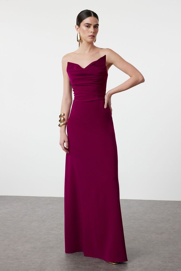 Trendyol Trendyol Plum Fitted A-Line Woven Long Evening Dress
