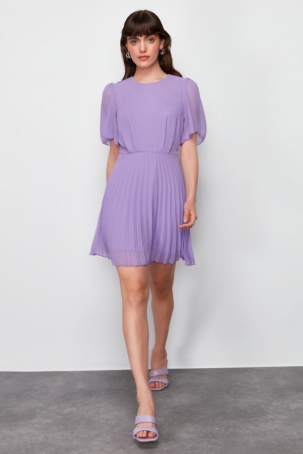 Trendyol Trendyol Purple Skirt Pleated Lined Chiffon Woven Mini Dress