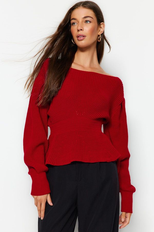 Trendyol Trendyol Red Balloon Sleeve Knitwear Sweater