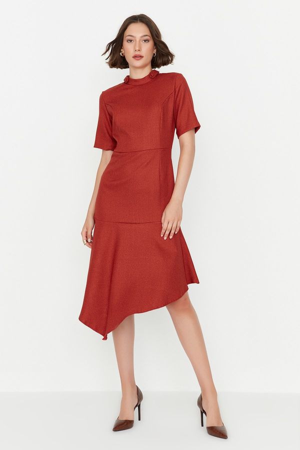 Trendyol Trendyol Red Belted Asymmetrical Woven Dress