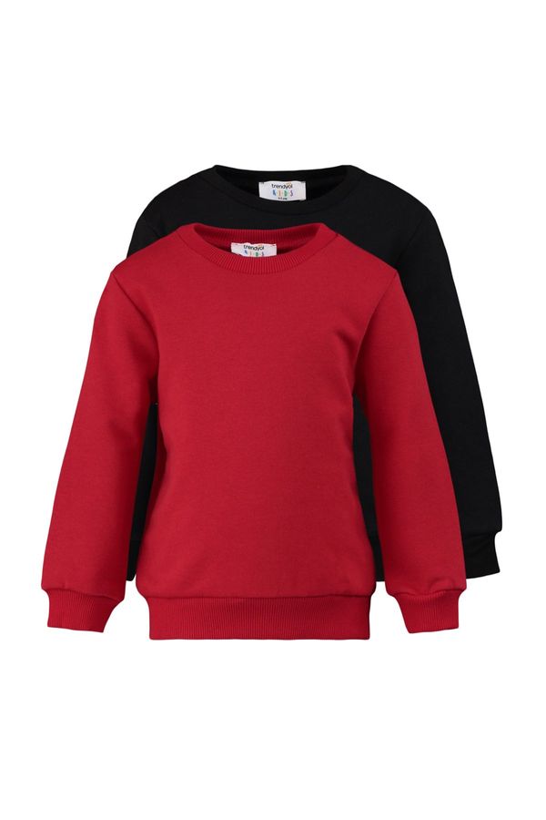 Trendyol Trendyol Red-Black 2-Pack Basic Boys' Knitted Thin Sweatshirt