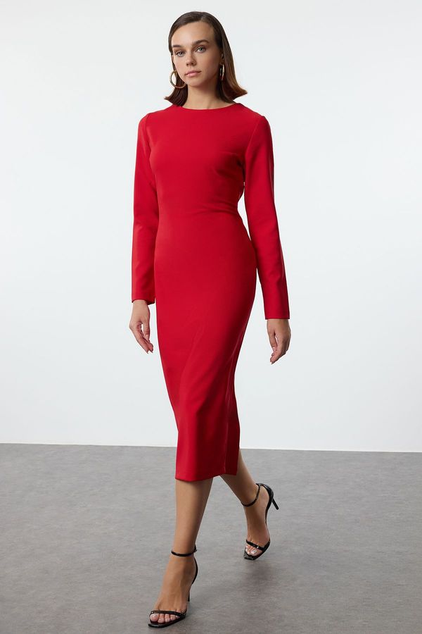 Trendyol Trendyol Red Bodycon Midi Woven Dress