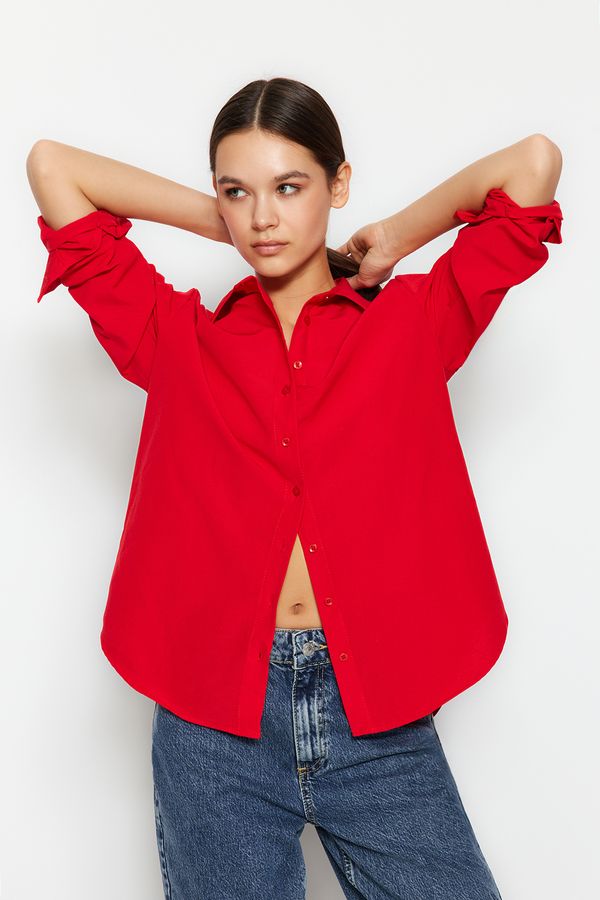 Trendyol Trendyol Red Loose Fit Woven Shirt