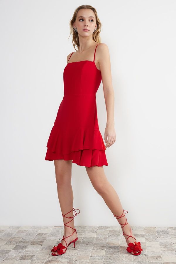 Trendyol Trendyol Red Open Waist/Skater Elegant Evening Dress
