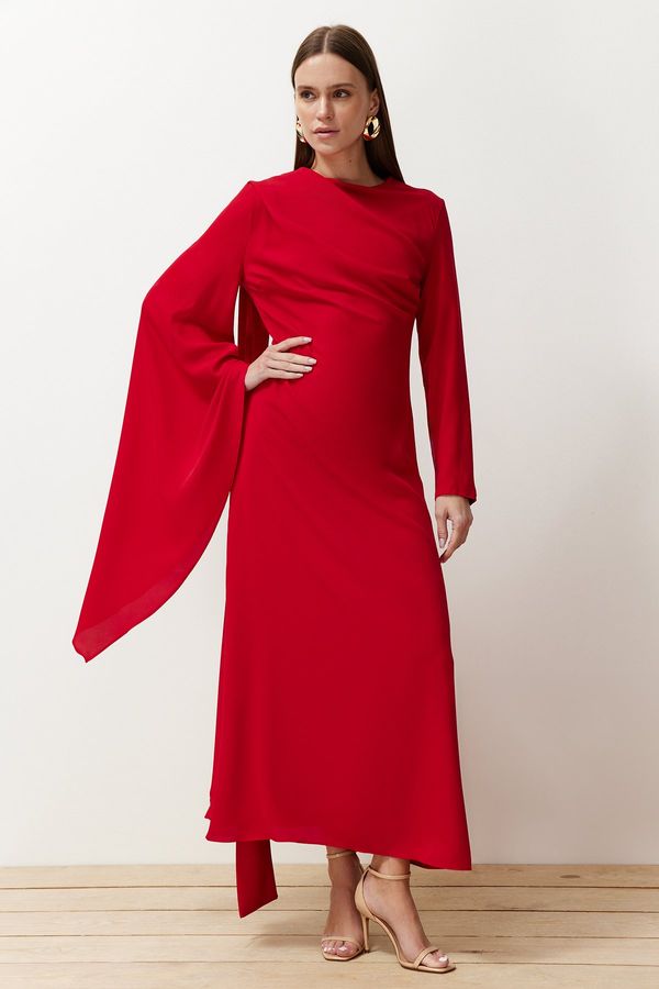 Trendyol Trendyol Red Shawl Detailed Evening Dress