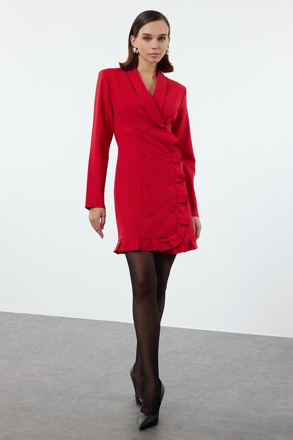 Trendyol Trendyol Red Skirt Ruffled Woven Jacket Dress