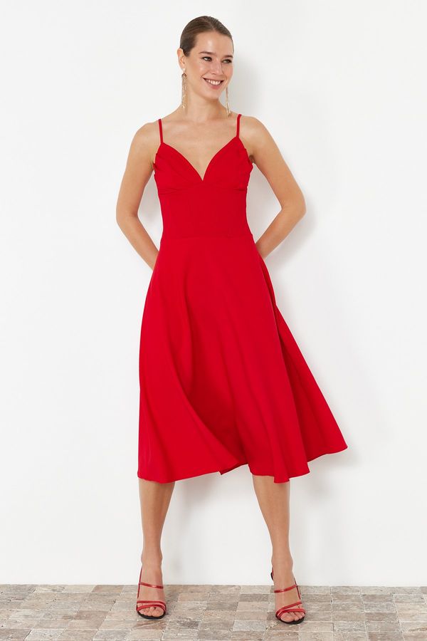 Trendyol Trendyol Red Waist Opening/Skater Woven Dress