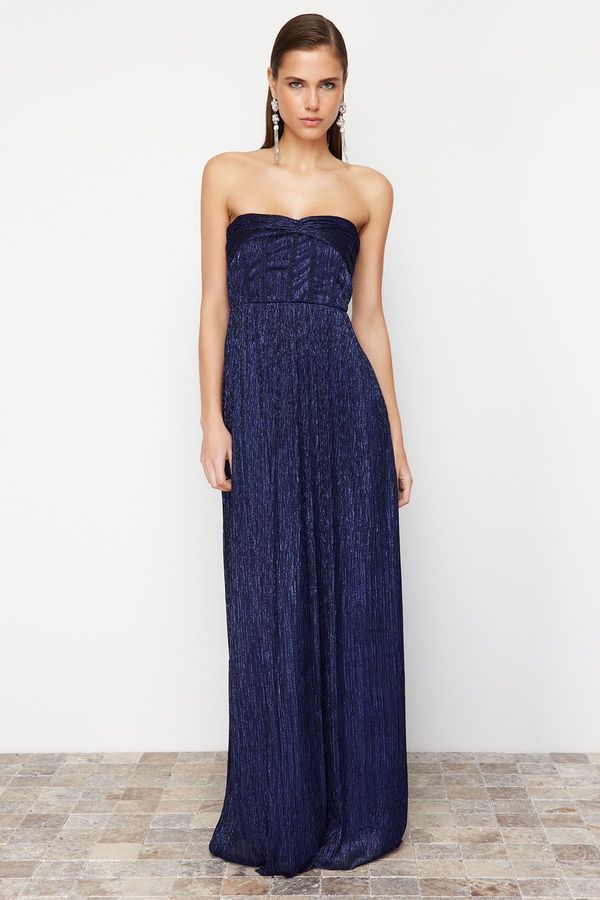 Trendyol Trendyol Saks A-Cut Knitted Evening Dress & Graduation Dress