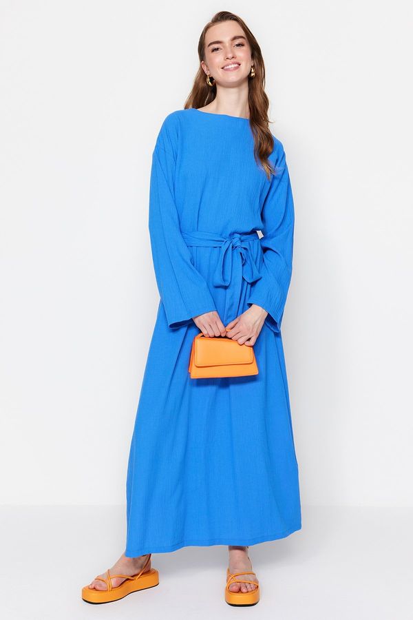 Trendyol Trendyol Saxe Blue Belted Woven Dress