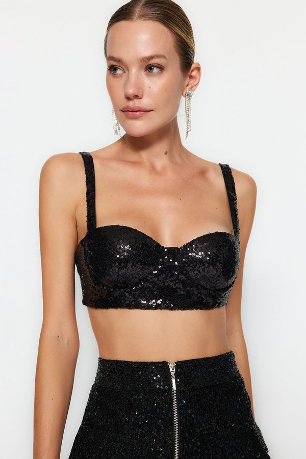 Trendyol Trendyol Sequin Black Crop Bustier