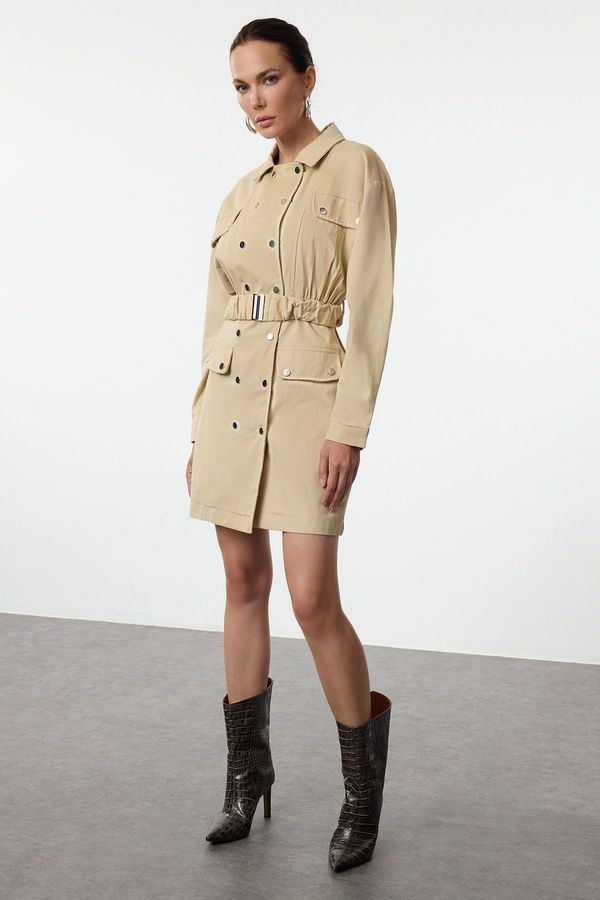 Trendyol Trendyol Stone Belted Buttoned Woven Jacket Dress