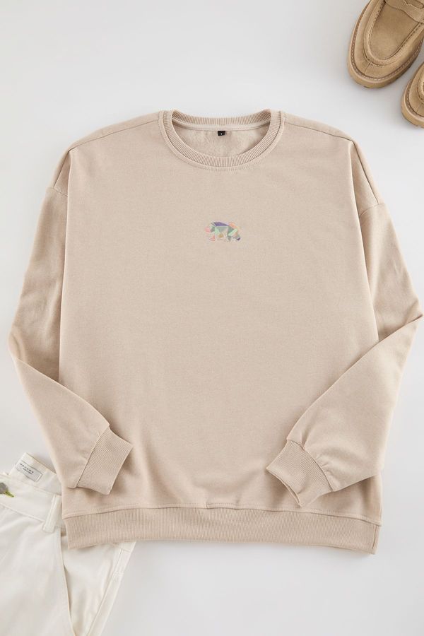 Trendyol Trendyol Stone Crew Neck Long Sleeve Sweatshirt