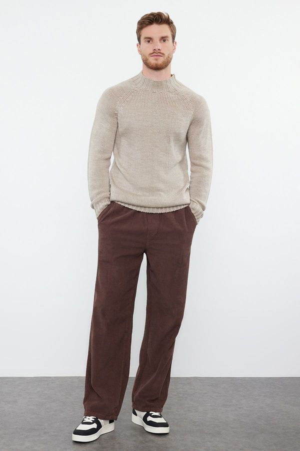 Trendyol Trendyol Stone Slim Fit Turtleneck Half Turtleneck Raglan Sleeve Seamless Basic Knitwear Sweater