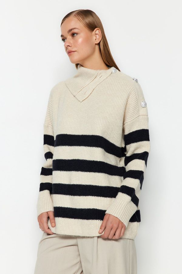 Trendyol Trendyol Stone Striped Turtleneck Knitwear Sweater
