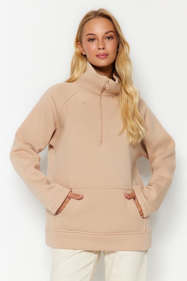 Trendyol Trendyol Stone Thick Fleece/Charm Knitted Sweatshirt