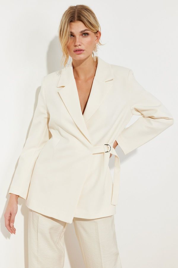 Trendyol Trendyol Stone Woven Accessory Detail Regular Blazer Jacket