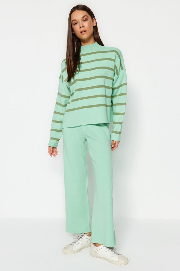 Trendyol Trendyol Striped Knitwear Two Piece Set With Green Trousers
