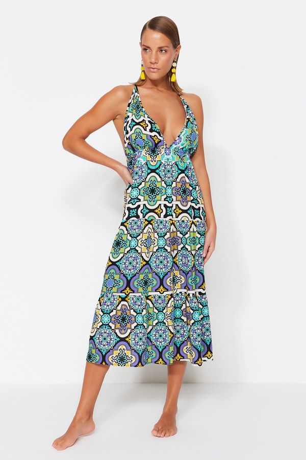 Trendyol Trendyol Tile Patterned Midi Woven Beach Dress