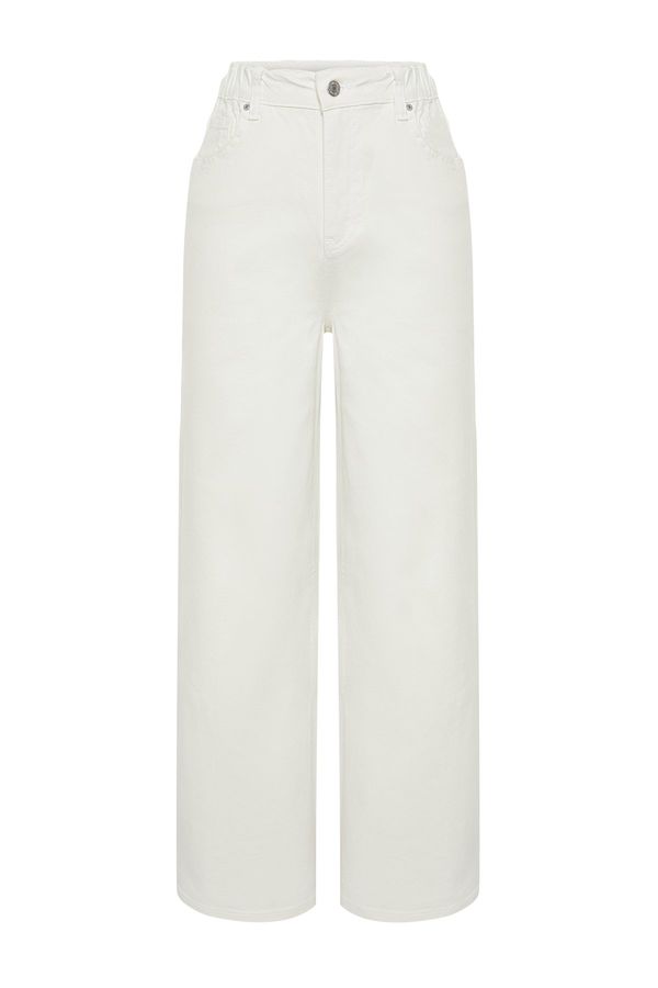 Trendyol Trendyol White More Sustainable High Waist Extra Wide Leg Jeans with Elastic Waist