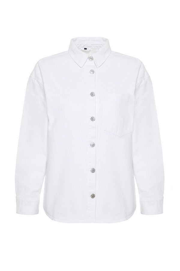 Trendyol Trendyol White Oversize Denim Jacket Shirt