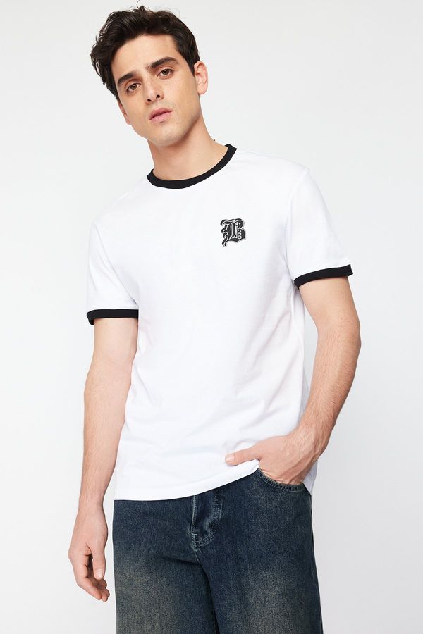 Trendyol Trendyol White Regular/Regular Fit Printed 100% Cotton Short Sleeve T-Shirt