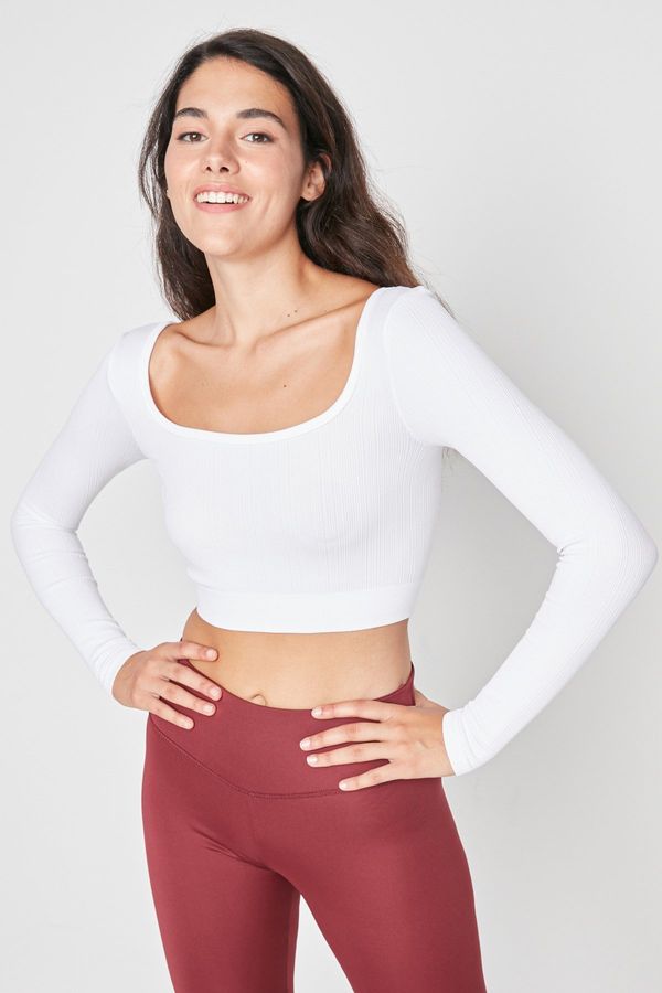 Trendyol Trendyol White Seamless/Seamless Crop Extra Stretchy Knitted Sports Top/Blouse