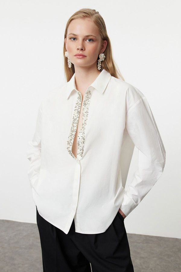 Trendyol Trendyol White Shirt Collar Stone Shirt