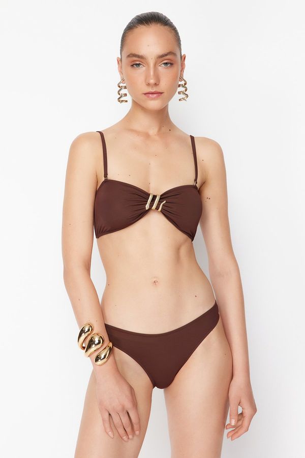 Trendyol Trendyol X Zeynep Tosun Brown Snake Accessory Detailed Removable Strap Bikini Set