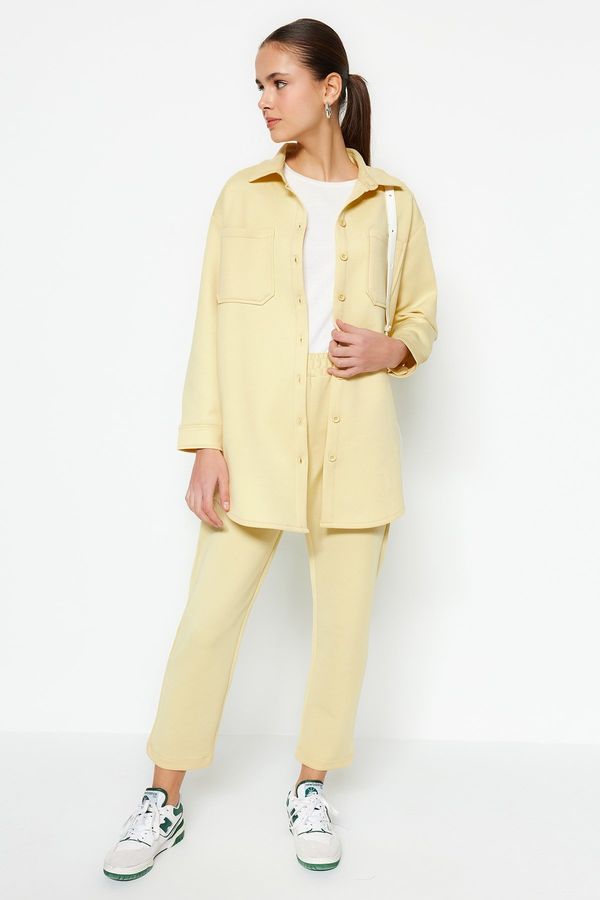 Trendyol Trendyol Yellow Pocket Detailed Shirt-Pants Knitted Suit