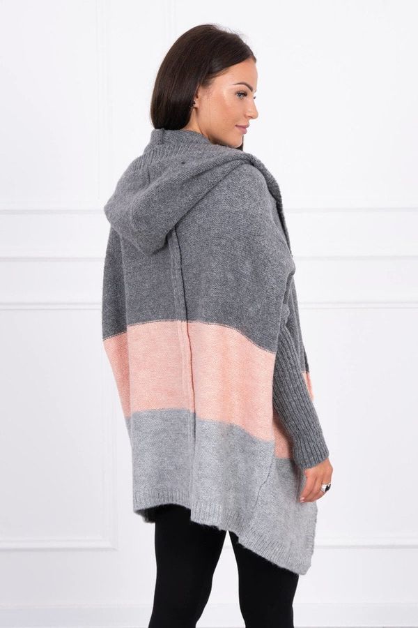 Kesi Tri-color hooded sweater graphite+powder pink+grey