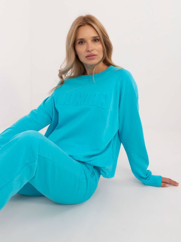 Fashionhunters Turquoise tracksuit with straight trousers