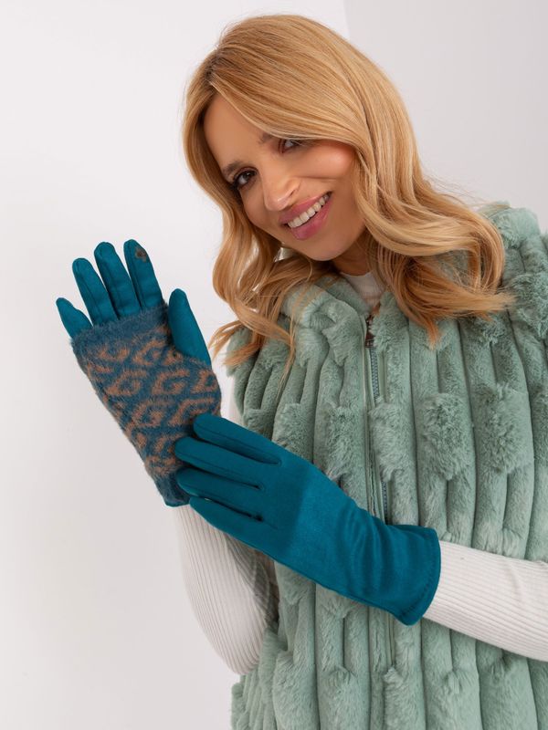 Fashionhunters Turquoise two-piece winter gloves