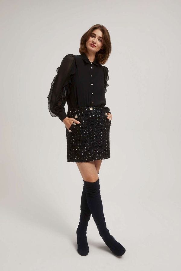 Moodo Tweed skirt with decorative buttons