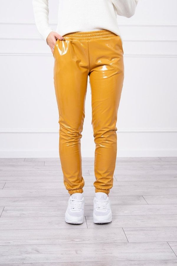 Kesi Two-layer trousers with velour mustard
