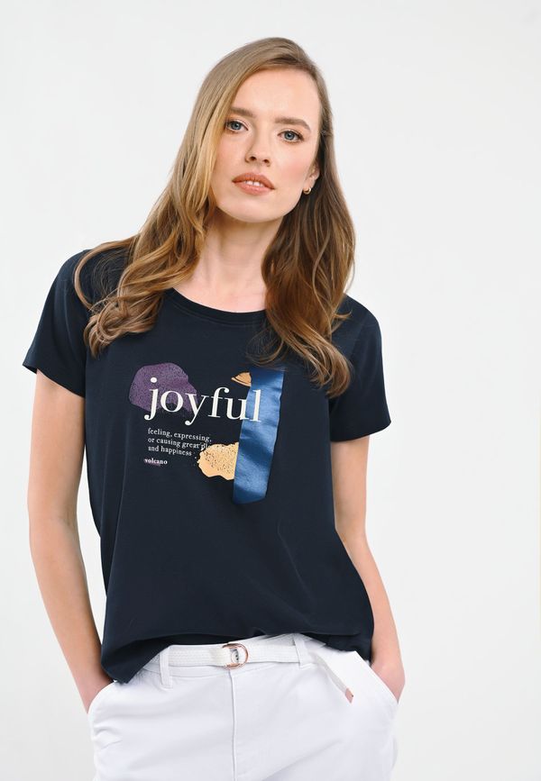 Volcano Volcano Woman's T-Shirt T-JOYFULL Navy Blue