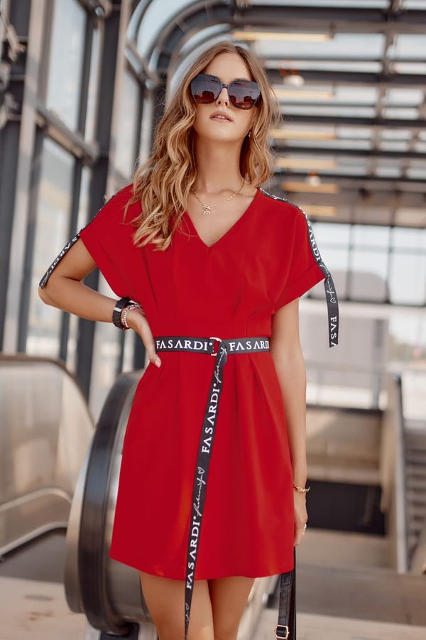 FASARDI Waist dress with red belt