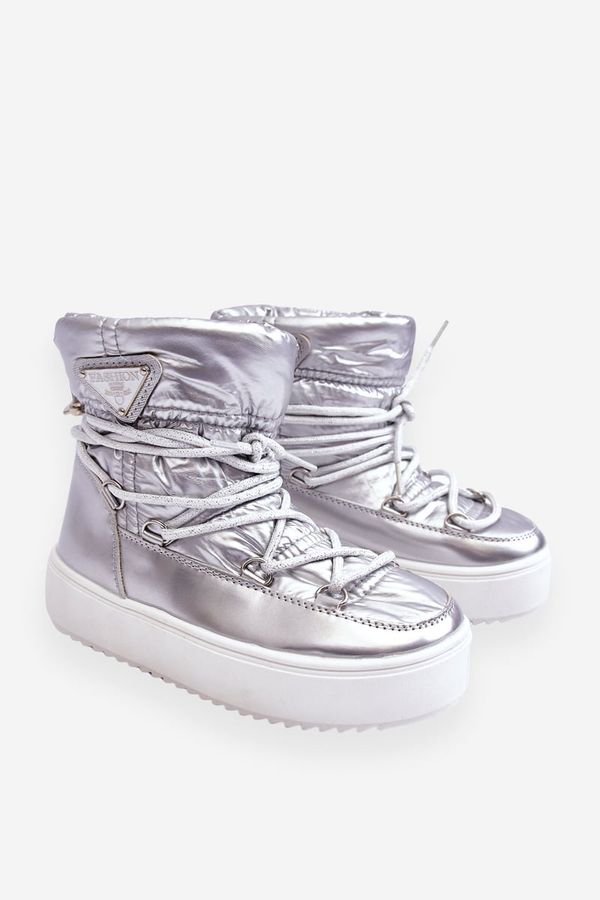 Kesi warm lace-up snow boots silver Colin