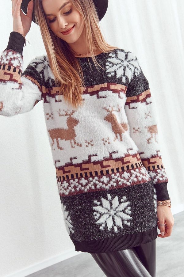 FASARDI Warm, long, black Christmas sweater