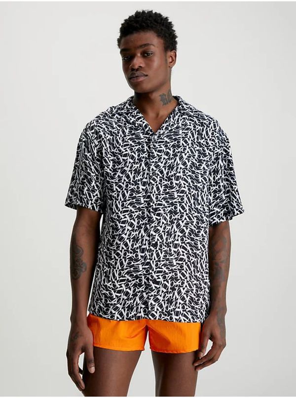 Calvin Klein White and Black Men's Patterned Short Sleeve Shirt Calvin Klein Und - Men
