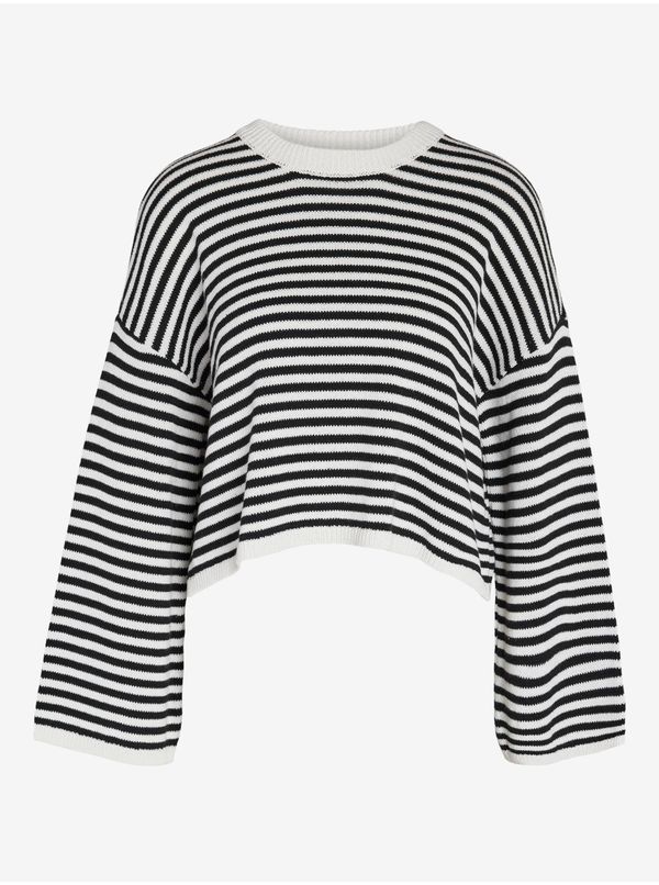Noisy May White and Black Women Striped Crop Top Sweater Noisy May Lony - Women