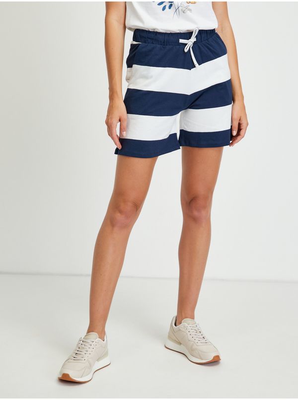 JDY White and Blue Striped Tracksuit Shorts JDY Pablo - Ladies
