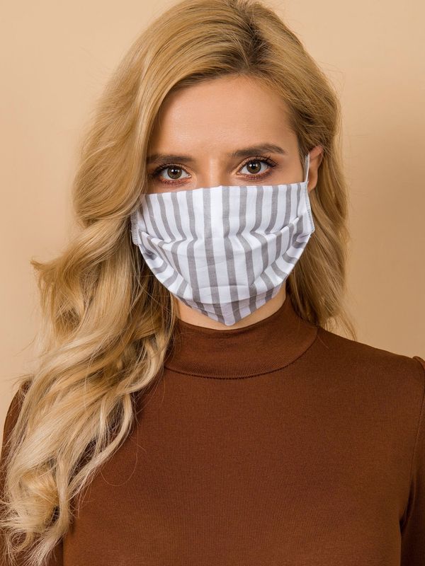 Fashionhunters White and gray cotton mask with stripes